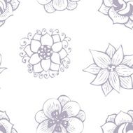 Floral doodling seamless pattern in tattoo style with flowers