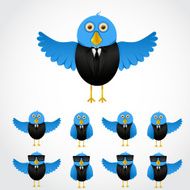 Blue cartoon business bird