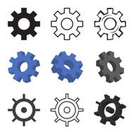 Set of nine gears isolated vector