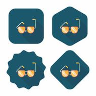 Sunglasses flat icon with long shadow N18