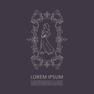 Vector Antique monochrome design Line art logo template