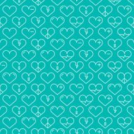 Romantic line seamless pattern with hearts Background