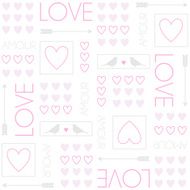 Birds hearts Seamless vector pattern for Valentine&#039;s Day or wedding