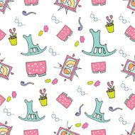 Cute hand drawn cartoon seamless pattern N5