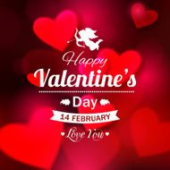 Happy Valentines day typographical glow holiday background with shining soft