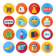 Set of flat shopping icons