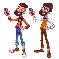 Two hipster with phone