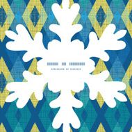 Vector colorful fabric ikat diamond Christmas snowflake silhouette pattern frame