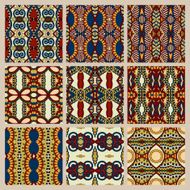 set of different seamless colored vintage geometric pattern N8