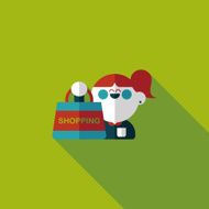 SALE Shopaholic flat icon with long shadow eps10 N50