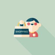 SALE Shopaholic flat icon with long shadow eps10 N61
