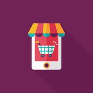 shopping store flat icon with long shadow eps10 N57