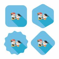 Valentine Shopping flat icon with long shadow eps10 N30