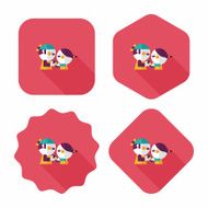 Valentine Shopping flat icon with long shadow eps10 N31