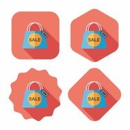 shopping paper bag flat icon with long shadow eps10 N41