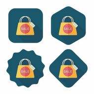 shopping paper bag flat icon with long shadow eps10 N43