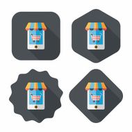 shopping store flat icon with long shadow eps10 N65