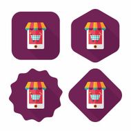 shopping store flat icon with long shadow eps10 N66