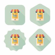 shopping store flat icon with long shadow eps10 N67