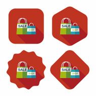 shopping paper bag flat icon with long shadow eps10 N44