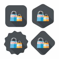 shopping paper bag flat icon with long shadow eps10 N45