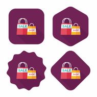 shopping paper bag flat icon with long shadow eps10 N46