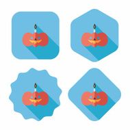 pumpkin candle flat icon with long shadow eps10 N10