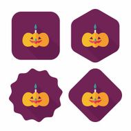 pumpkin candle flat icon with long shadow eps10 N11