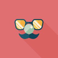 birthday mustache props flat icon with long shadow eps10
