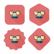 birthday mustache props flat icon with long shadow eps10 N3