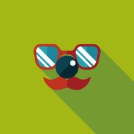 birthday mustache props flat icon with long shadow eps10 N7