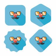 birthday mustache props flat icon with long shadow eps10 N12
