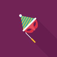 birthday party mask flat icon with long shadow eps10 N4