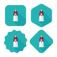 wedding bride flat icon with long shadow eps10 N36