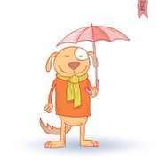 funny pet in the rain vector illustration