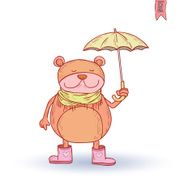 funny pet in the rain vector illustration N2