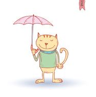 funny pet in the rain vector illustration N3