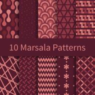 set of marsala seamless patterns
