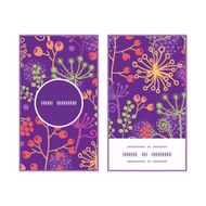 Vector colorful garden plants vertical round frame pattern business cards