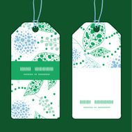 Vector abstract blue and green leaves vertical stripe frame pattern