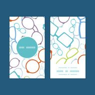 Vector colorful glasses vertical round frame pattern business cards set