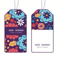 Vector colorful bouquet flowers vertical stripe frame pattern tags set