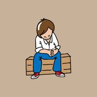 Man thinking sitting on box
