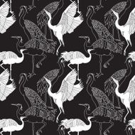 Cranes birds seamless pattern N2