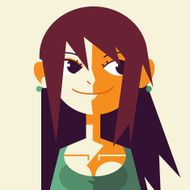 Vector retro vintage low poly flat girl face