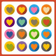 Vector cartoon flat hearts web icons