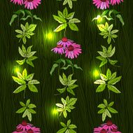 Vertical seamless pattern with flowers and leaves