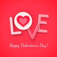 Paper love with heart over red