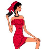 lady in red party dress