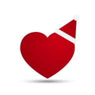 Vector Love Heart with Santa Hat